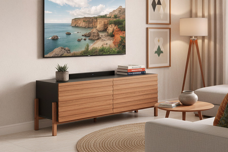 rack 126 yono ambientado na sala de estar