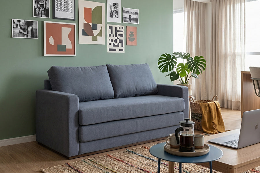 sofa-cama vira ambientado na sala de estar