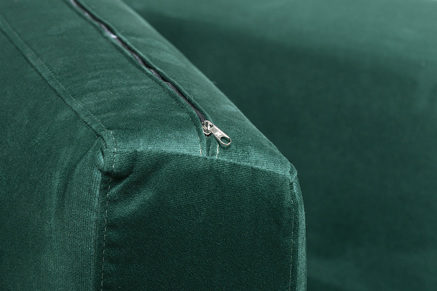 sofa 3 lugares berlin verde detalhe fecho da almofada