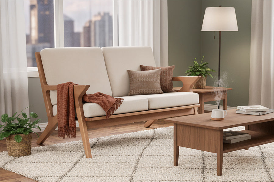 sofa tris ambientado na sala de estar