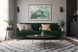 sofa verde 3 lugares berlin verde ambientada na sala visto de frente