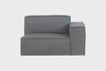 gif do sofa confortavel módulo esquerdo maraú na cor cinza claro em fundo branco visto em vários ângulos