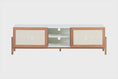 rack de sala 166 cm yono branco e jatobá gif mostrando em vários ângulos