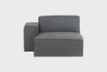 gif do sofa confortavel módulo direito com chaise maraú na cor cinza claro em fundo branco em vários ângulos
