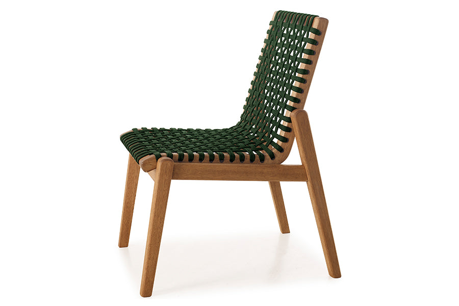 cadeira decorativa kit com 2 trama jatobá e corda verde visto de lado