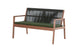 sofa para sala pequena oliva amêndoa e corda verde visto na diagonal em fundo branco