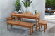 foto ambientada banco para sentar de madeira 2 lugares bertioga jatobá em churrasqueira com mesa de madeira bertioga jatobá