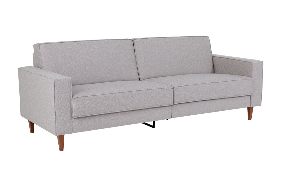 sofa confortavel 3 lugares nairobi cinza claro em fundo infinito visto na diagonal