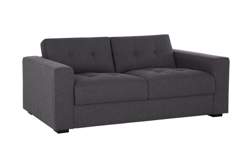 sofa para sala pequena 2 lugares oslo cinza em fundo infinito visto em diagonal