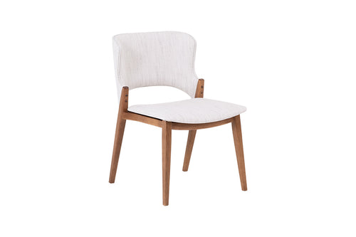 cadeira para sala de jantar gaia cappuccino e tecido mescla bege e cinza b4216 em fundo infinito visto de cima