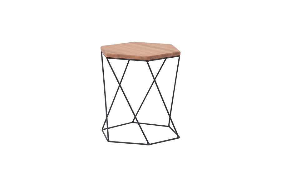 mesa de cabeceira de madeira fractal castanheira em fundo infinito visto na diagonal