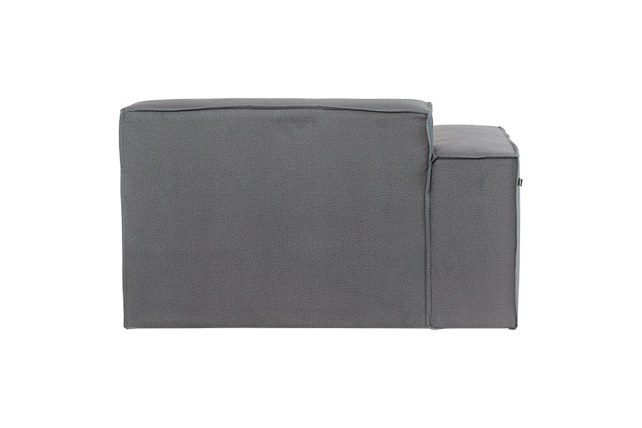 foto do sofa linho módulo direito maraú na cor cinza claro em fundo branco visto de trás