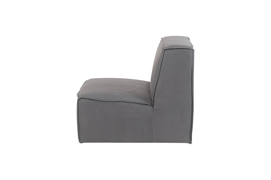 foto do comprar sofá 1 lugar módulo central maraú na cor cinza claro em fundo branco visto de lado
