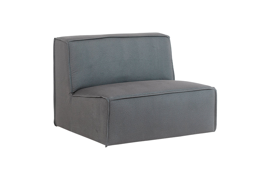 foto do sofá 1 lugar módulo central maraú na cor cinza claro em fundo branco visto na diagonal
