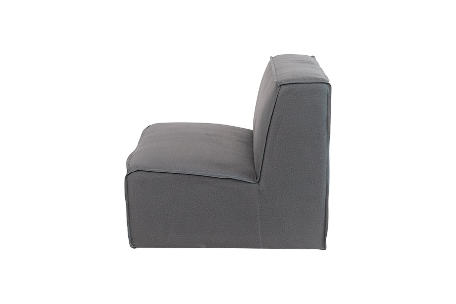 foto do sofa de 2 lugares módulo central maraú na cor cinza claro em fundo branco visto de lado