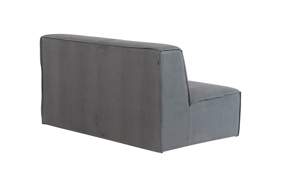 foto do sofa de linho 2 lugares módulo central maraú na cor cinza claro em fundo branco visto de trás