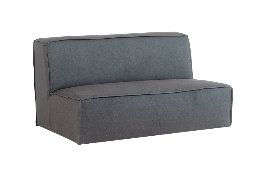 foto do sofá 2 lugares módulo central maraú na cor cinza claro em fundo branco visto na diagonal