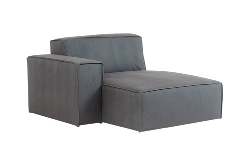 foto do sofá módulo direito com chaise maraú na cor cinza claro em fundo branco visto na diagonal