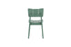 foto da cadeira madeira uma na cor verde escuro em fundo branco visto de trás