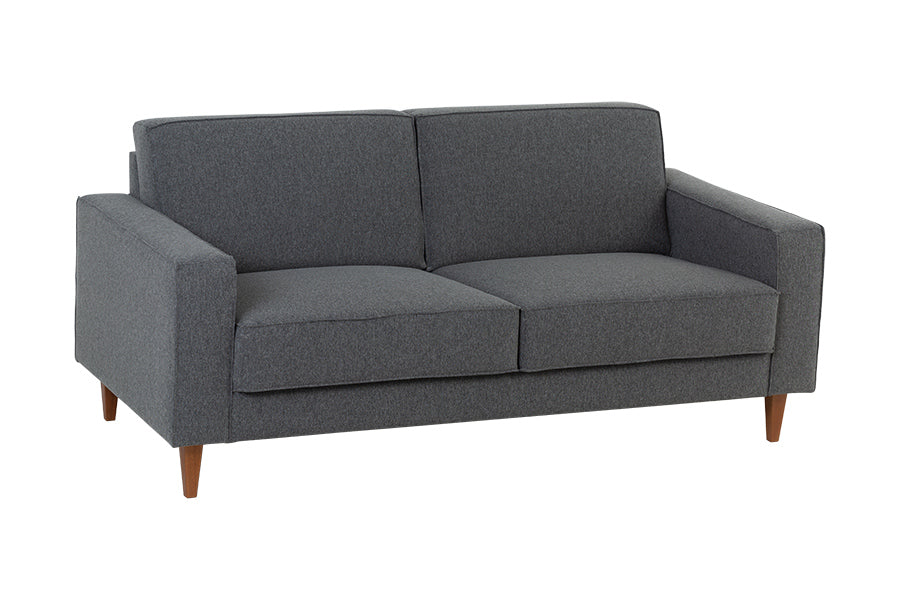 foto do sofa para sala 2 lugares nairóbi na cor cinza escuro em fundo branco vista diagonal