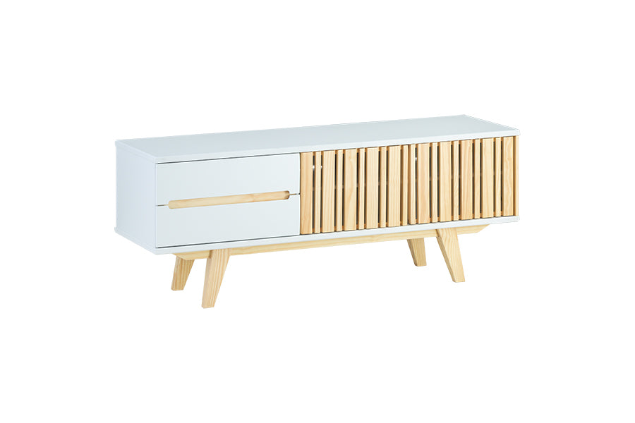 rack tv 1,65 m panteon off white visto em diagonal