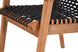 foto da cadeira madeira com braços trama na cor jatobá e corda preta em fundo branco focando no assento