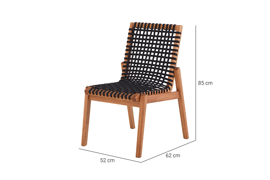 cadeira sem braco kit com 2 trama jatoba e corda com medidas importantes descritas na imagem
