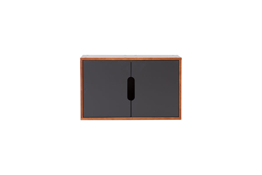 caixa para organizar módulo 60x37 box com portas grafite em fundo infinito visto de frente