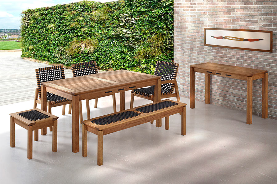 churrasqueira com banco rustico 2 lugares trama jatoba e corda preta