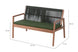sofa de madeira oliva amêndoa e corda verde em diagonal com medidas escritas na imagem em fundo branco