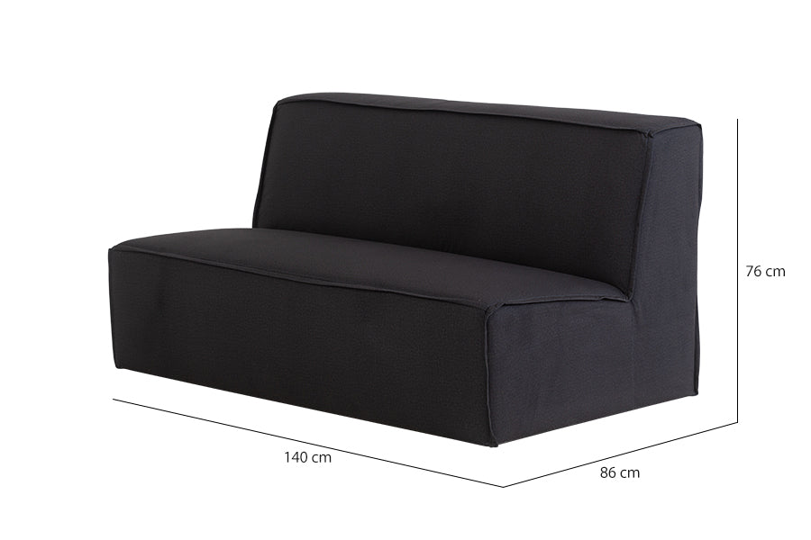 foto do sofa pequeno 2 lugares módulo central maraú na cor grafite em fundo branco visto na diagonal