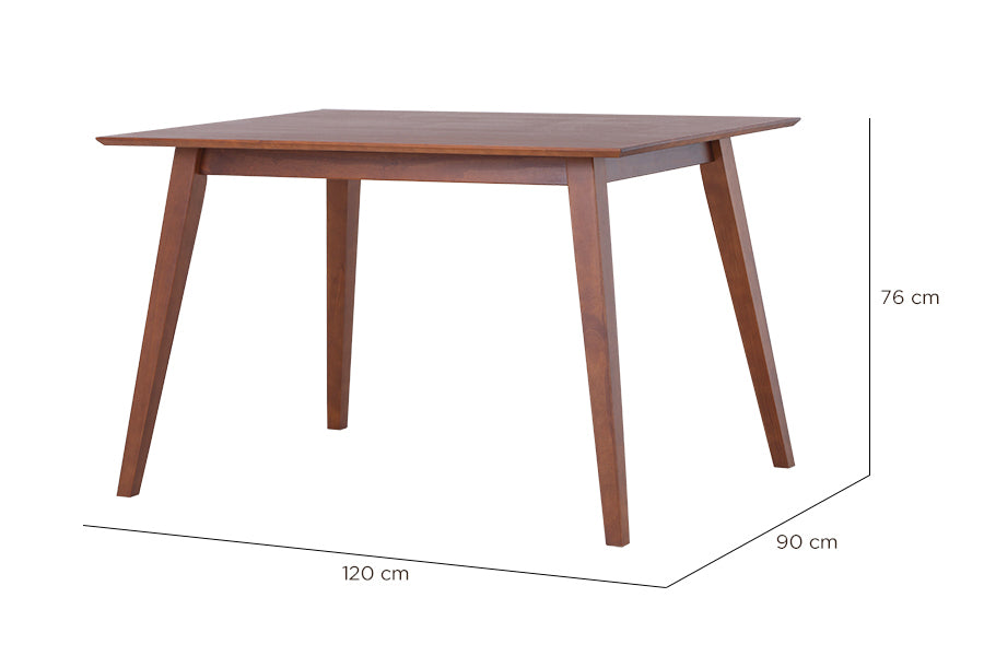 mesa de jantar 4 lugares para apartamento pequeno lotus caramelo vista na diagonal com medidas