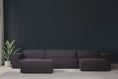 gif ambientado do sofa cinza 2 lugares módulo central maraú na cor grafite em sala de estar visto de frente