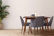 foto ambientada cadeira avulsa para sala de jantar rosini cinza com mesa de jantar pequena 4 lugares lótus