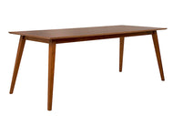 foto da mesa de jantar 8 lugares lotus na cor caramelo vista na diagonal em fundo branco