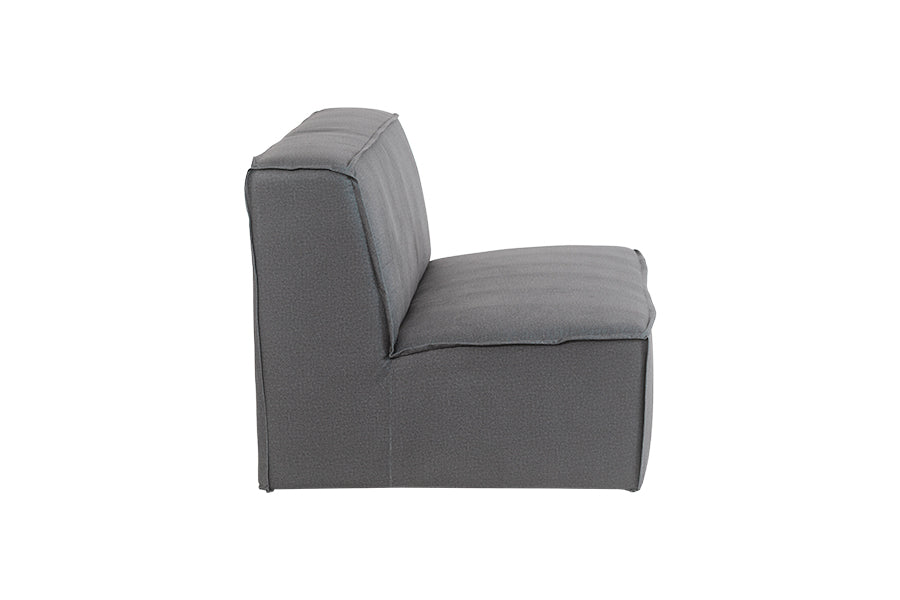 foto do sofa 2 lugares módulo central maraú na cor cinza claro em fundo branco visto de lado