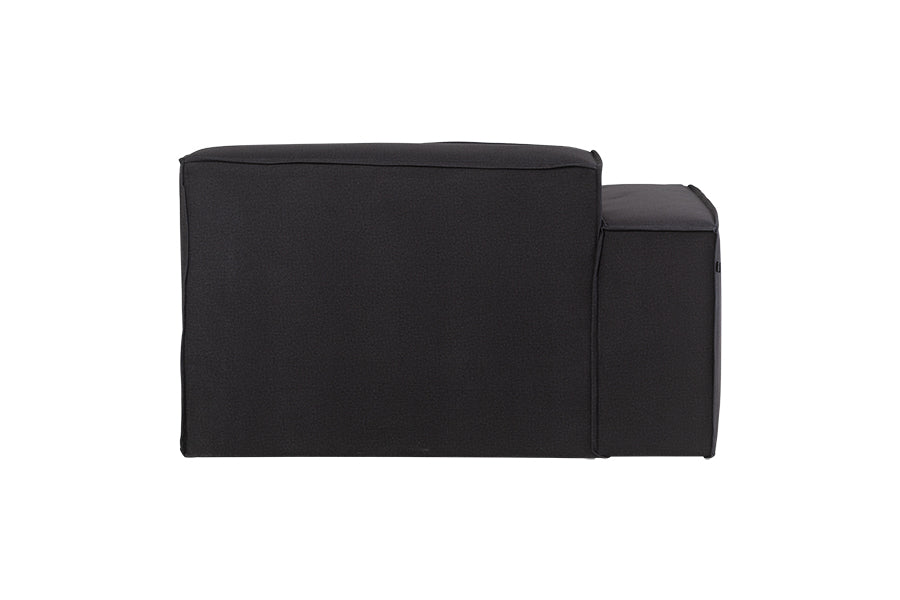 foto do sofa de linho módulo direito com chaise maraú na cor grafite em fundo branco visto de trás