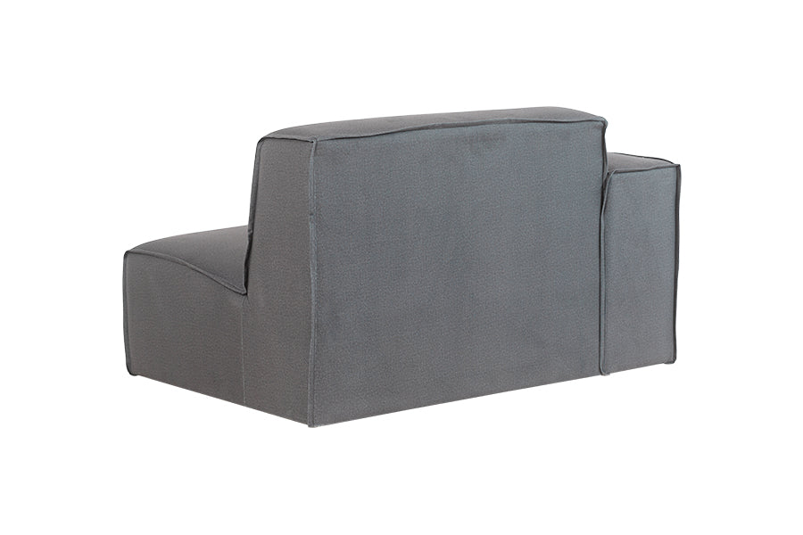 foto do sofa de linho módulo direito maraú na cor cinza claro em fundo branco visto de trás