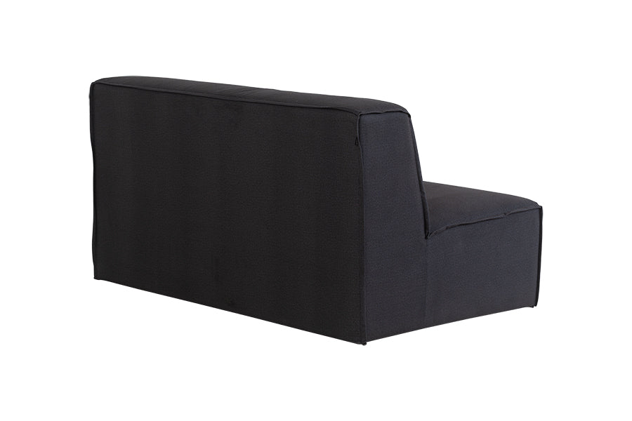 foto do sofa linho 2 lugares módulo central maraú na cor grafite em fundo branco visto de trás