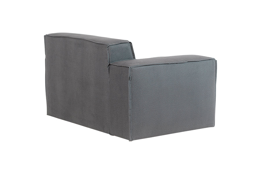 foto do sofa living módulo direito maraú na cor cinza claro em fundo branco visto de trás
