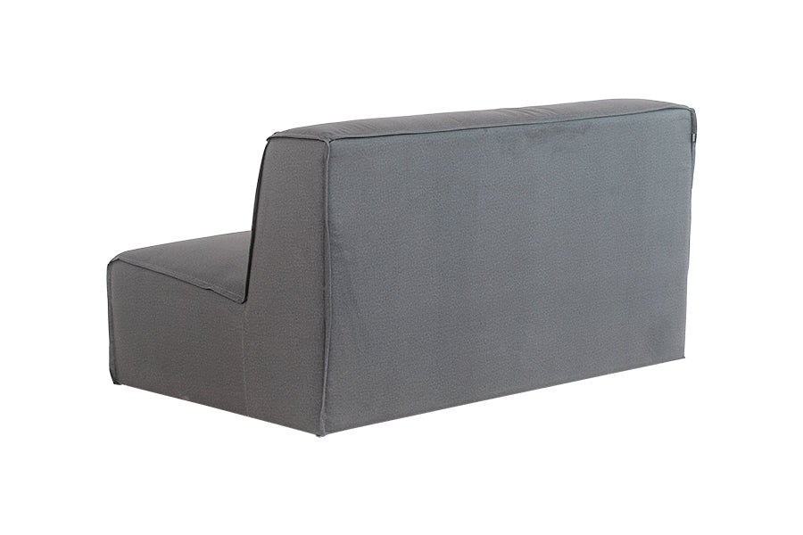 foto do sofa moderno 2 lugares módulo central maraú na cor cinza claro em fundo branco visto de trás