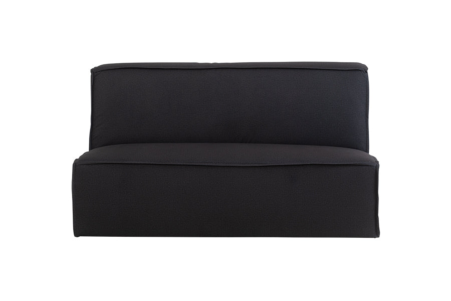 foto do sofa modular 2 lugares módulo central maraú na cor grafite em fundo branco visto de frente