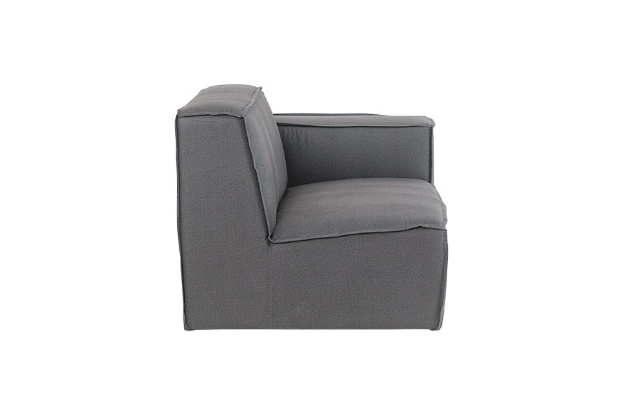 foto do sofa módulo esquerdo maraú na cor cinza claro em fundo branco visto de lado