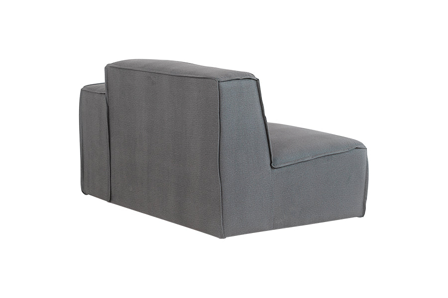 foto do sofa para quarto módulo esquerdo maraú na cor cinza claro em fundo branco visto de trás
