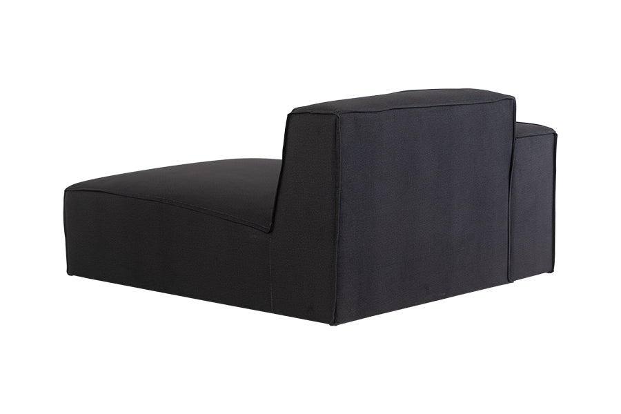 foto do sofa para sala módulo direito com chaise maraú na cor grafite em fundo branco visto de trás
