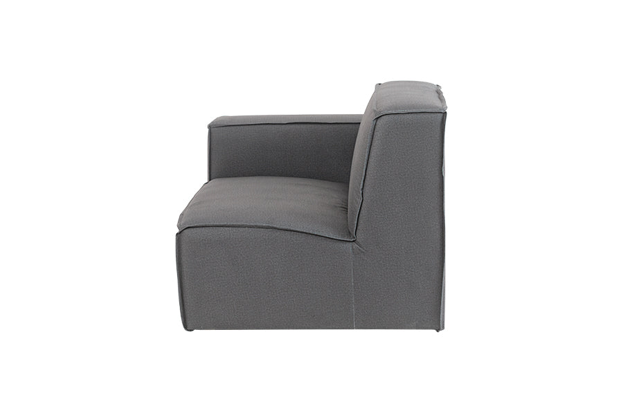 foto do sofa para sala módulo direito maraú na cor cinza claro em fundo branco visto de lado