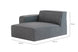 foto do sofa para sala pequena módulo direito com chaise maraú na cor cinza claro em fundo branco visto na diagonal com medidas escritas na imagem