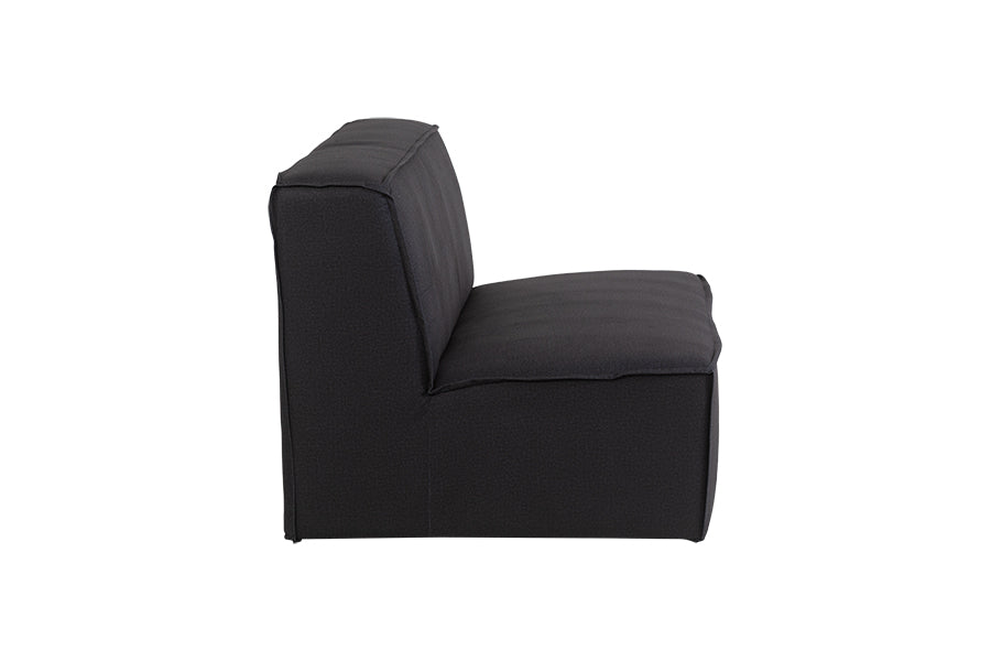 foto do sofa sem braço 2 lugares módulo central maraú na cor grafite em fundo branco visto de lado