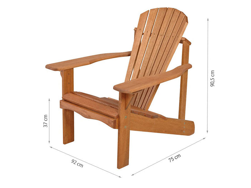 foto da cadeira para area externa enseada na cor jatoba em fundo branco vista na diagonal com medidas escritas na imagem