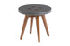 mesa cabeceira redonda de madeira biscoito fino 35 cm grafite em fundo infinito visto na diagonal